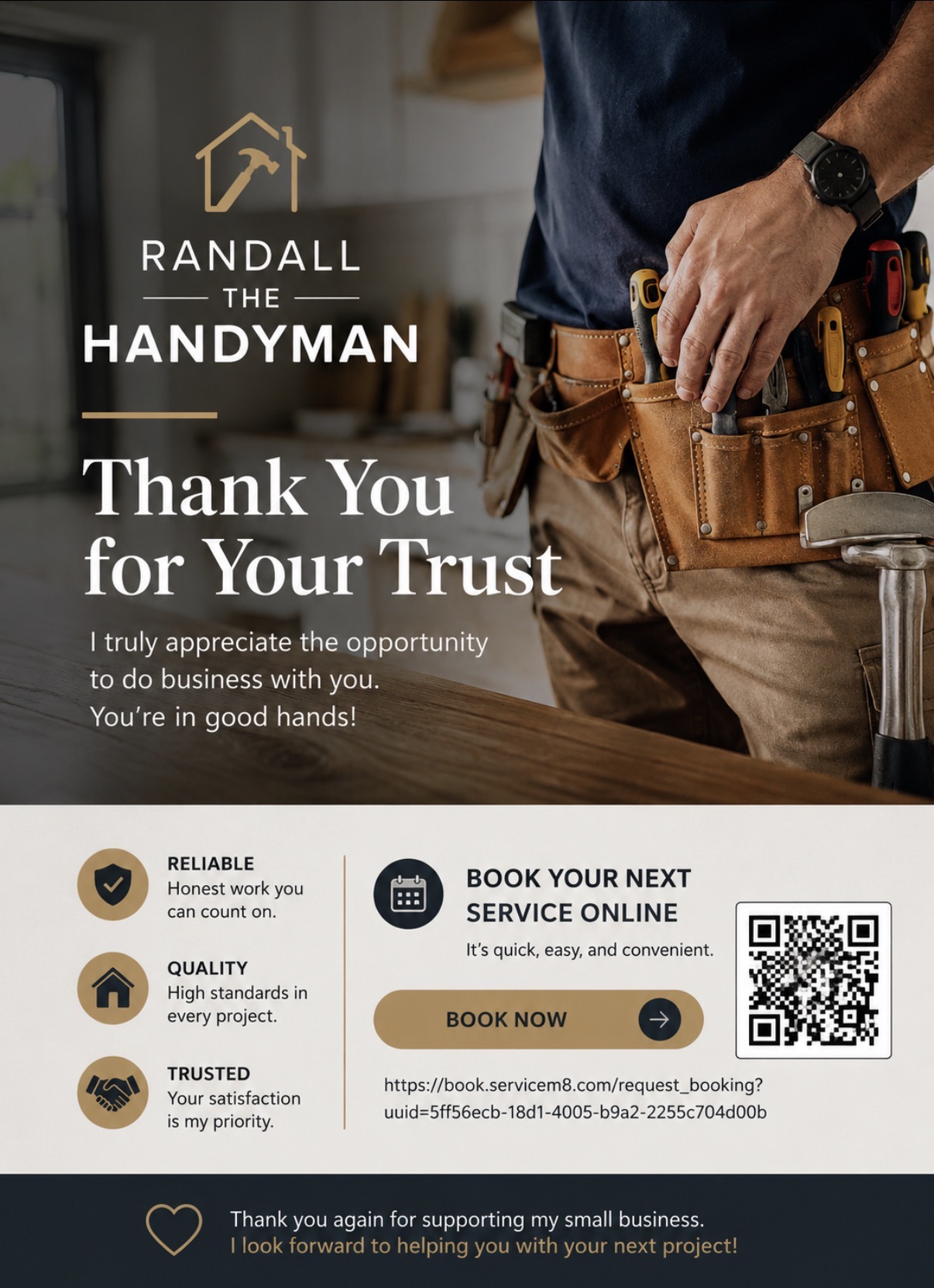 Randall the Handyman thank you card — customer appreciation